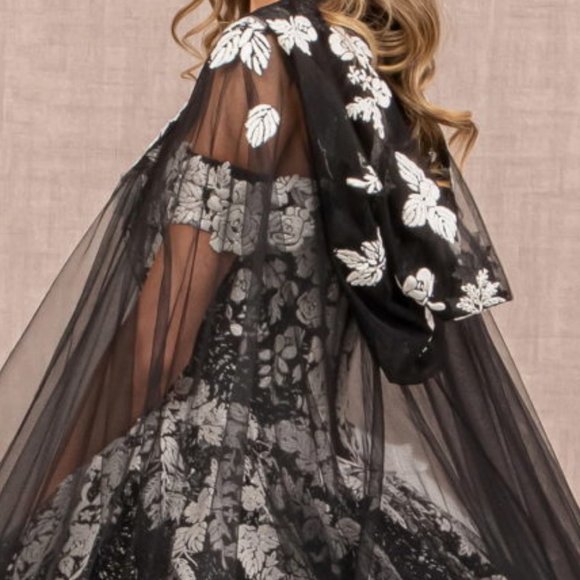 NEW OFF THE SHOULDER SLEEVELESS BALL GOWN WITH MESH CAPE & LACE UP BACK GL3168 - Picture 10 of 11